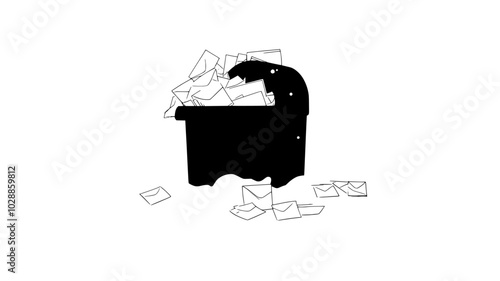 Mailbox overflowing with letters addressed to North Pole, illustration