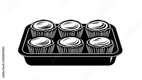 Mince pies in a baking tray fresh from the oven, illustration art