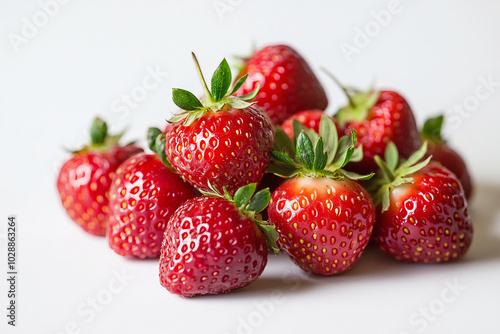 zoom in strawberry with white background