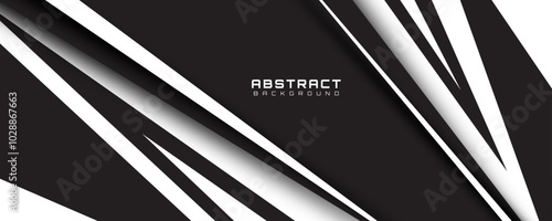 Black white abstract background overlap layer on bright space with cutout shape effect decoration. Modern graphic design element car decal style concept for web banner, flyer, card, or brochure cover