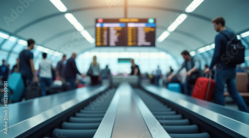 Travelers’ anticipation as they await their luggage on the airport carousel