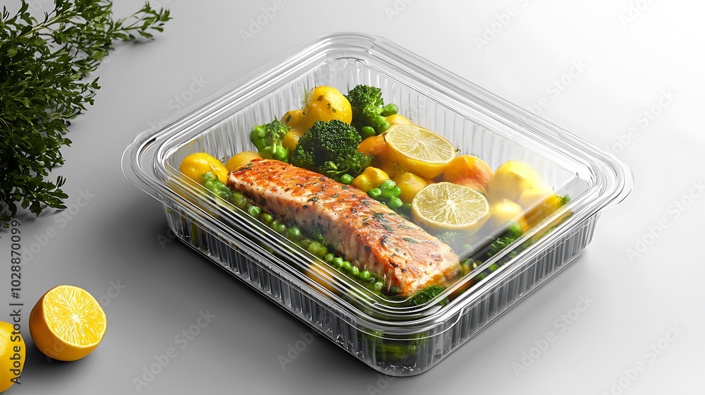 Ready-to-Eat Microwavable Meal Box with Salmon and Vegetables Ready-to-Eat Microwavable Meal Box with Salmon and Vegetables