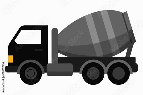 Silhouette of concrete mixer truck. vector illustration.