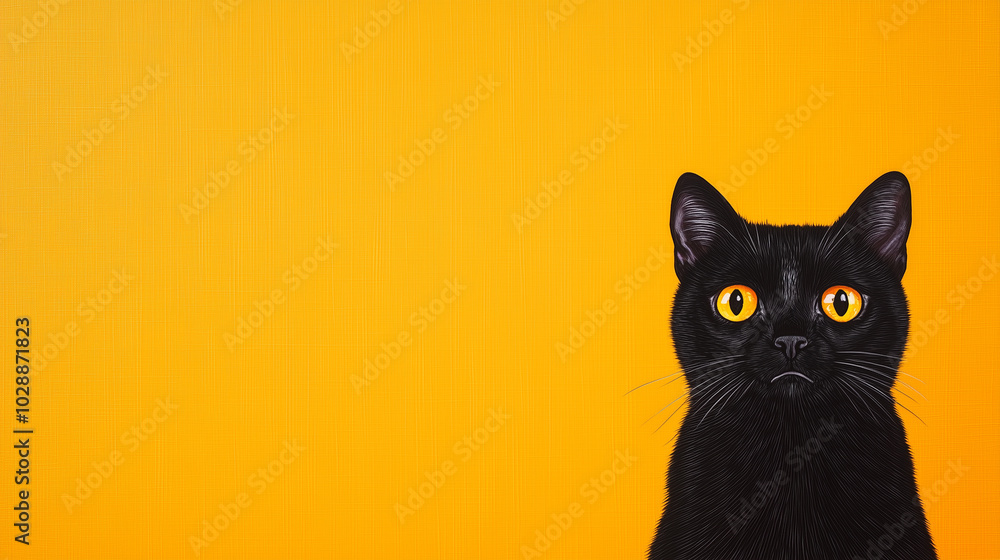Pop Art Black Cat Hissing on Vibrant Orange Canvas This artwork captures the wild expression of a hissing black cat in pop art style. The bright orange background contrasts sharply Pop Art Black Cat Hissing on Vibrant Orange Canvas This artwork captures the wild expression of a hissing black cat in pop art style. The bright orange background contrasts sharply