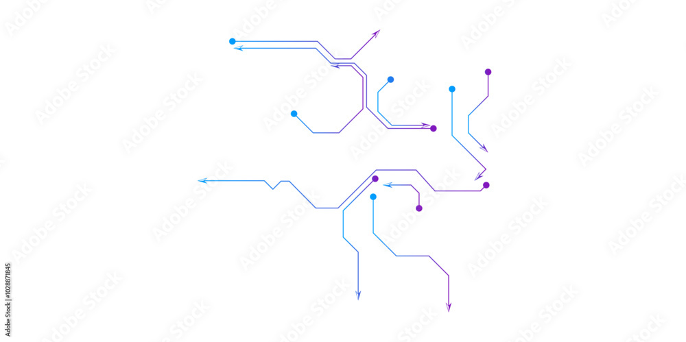 colorful lines with dots in white background. Electronic circuit board on yellow background.Vactor abstract tecnology. colorful lines with dots in white background. Electronic circuit board on yellow background.Vactor abstract tecnology.