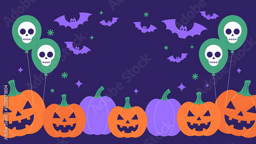 Purple and orange pumpkins Halloween celebration design. 