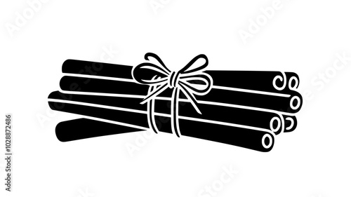 Cinnamon stick bundle tied with a twine bow, illustration