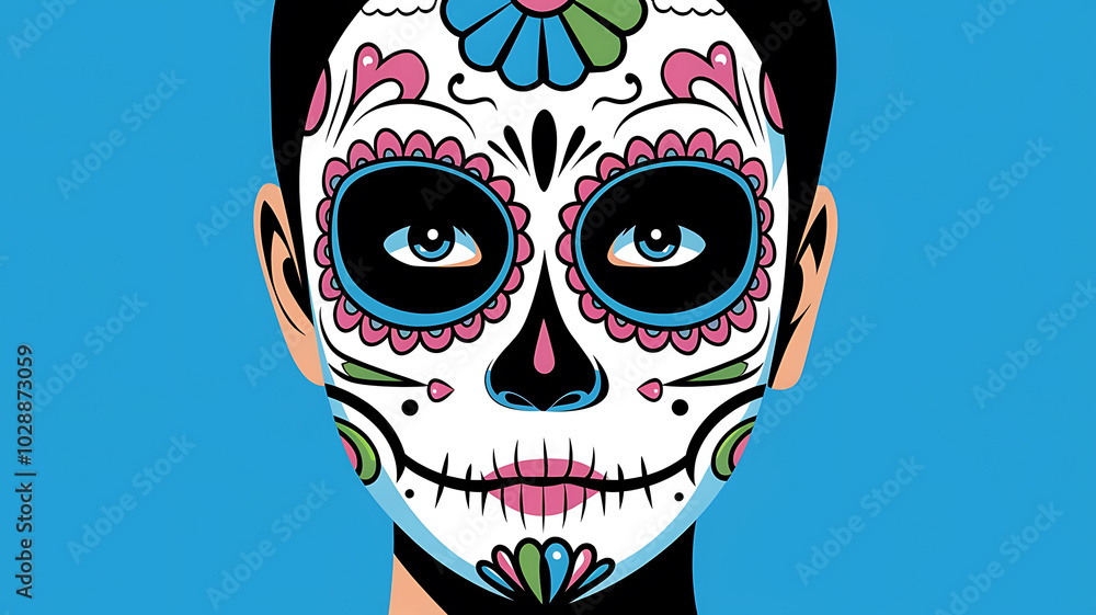 Colorful Sugar Skull Face Paint Day of the Dead Celebration
Colorful Sugar Skull Face Paint Day of the Dead Celebration