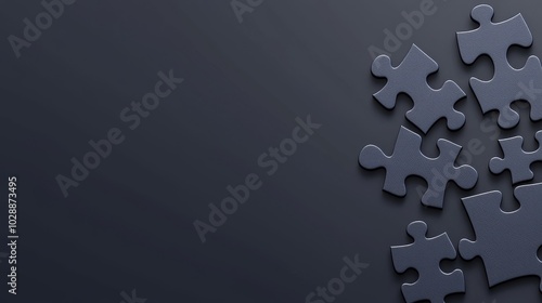 Dark Puzzle Pieces on a Solid Background
