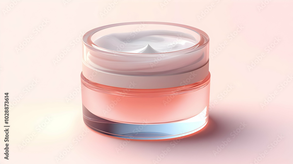 A glass jar of cream with a smooth, white texture inside. A glass jar of cream with a smooth, white texture inside.