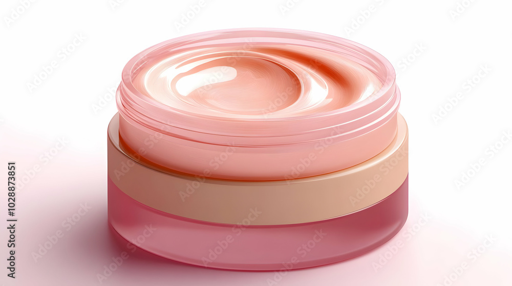 A pink cream in a stylish jar, ideal for skincare routines. A pink cream in a stylish jar, ideal for skincare routines.