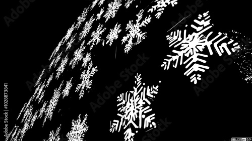 Snowflake projections on the exterior wall of a building at night, illustration art