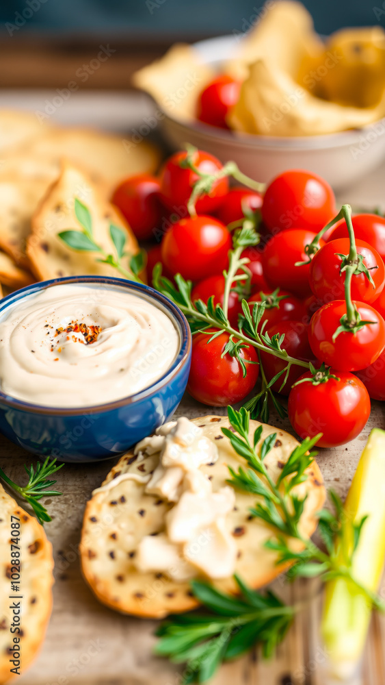 creamy dip with tomatoes flatbreads creamy dip with tomatoes flatbreads