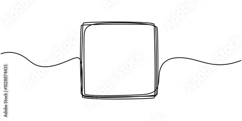 Continuous one line hand drawn square frame. Floral wreath clip art for invitations and greeting cards. Vector illustration isolated on white background, Frames and border