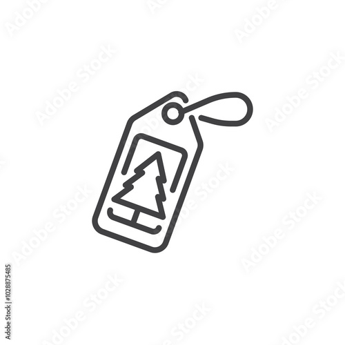 Christmas Gift Tag line icon