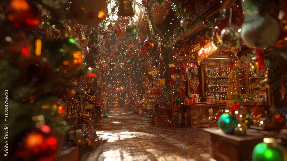 Festive Wonderland - A Vibrant Christmas Gift Shop Filled with Unique Ornaments and Decorations Illuminated by Ultra-Detailed, Cinematic Light Festive Wonderland - A Vibrant Christmas Gift Shop Filled with Unique Ornaments and Decorations Illuminated by Ultra-Detailed, Cinematic Light