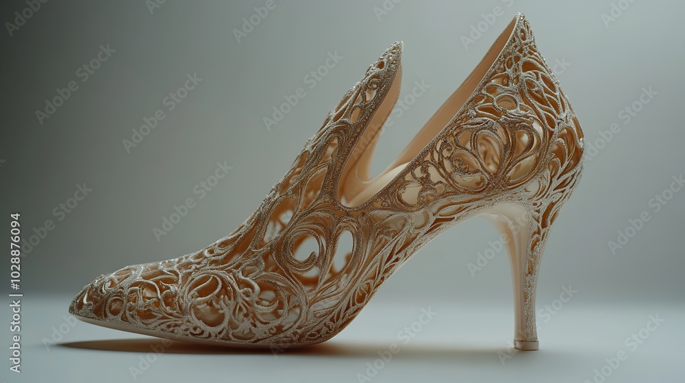 Obraz premium Elegant High-Heeled Shoe with Intricate Designs - Fashion Illustration