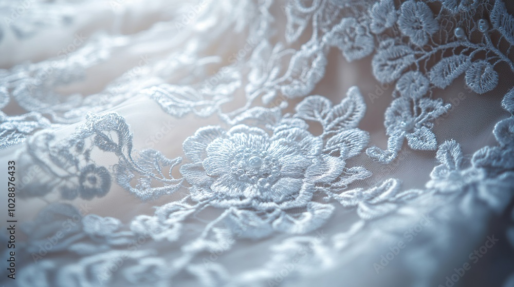 Fototapeta premium Elegant Wedding Dress with Intricate Lace Details for a Classic Bridal Look