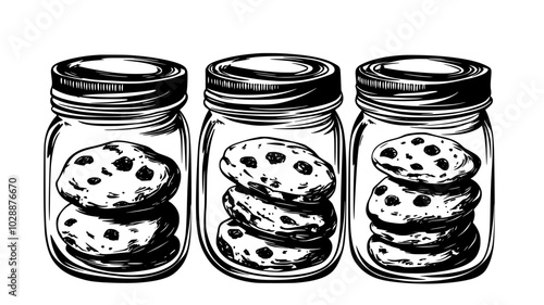 Cookie mix layered in a mason jar, vector illustration art