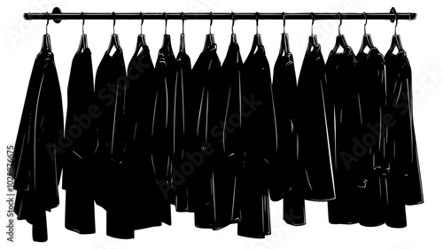 Costumes hanging on rack backstage before performance begins, vector illustration art