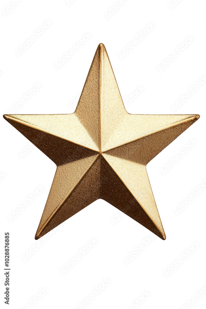Obraz premium Gold three-dimensional star on transparent background.