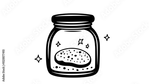 Mason jar filled with layered cookie ingredients, vector illustration art