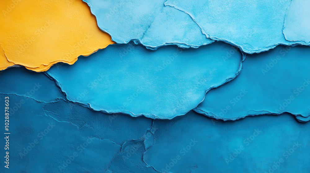 Abstract textured layers in vibrant blue and yellow tones with cracked edges, creating a bold and dynamic composition for creative designs. Abstract textured layers in vibrant blue and yellow tones with cracked edges, creating a bold and dynamic composition for creative designs.