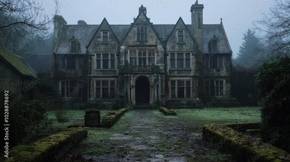 Mysterious Manor in the Fog