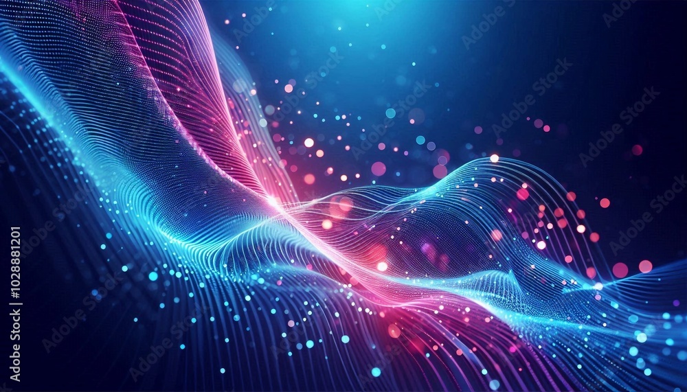 Fototapeta premium Futuristic glowing wave with gradient lines
