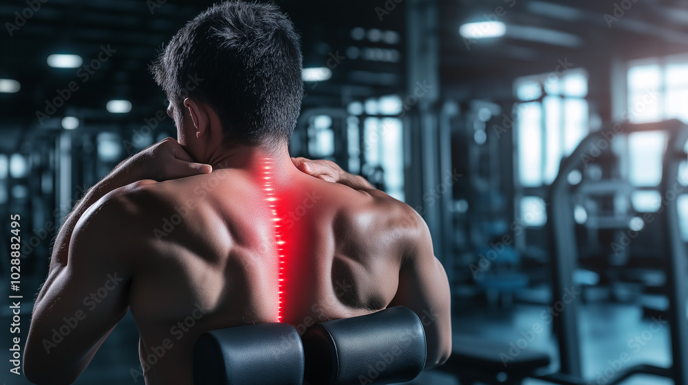 The focus is on the pain experienced in different parts of the human body caused by exercise in the gym. Generative AI Illustration. The focus is on the pain experienced in different parts of the human body caused by exercise in the gym. Generative AI Illustration.