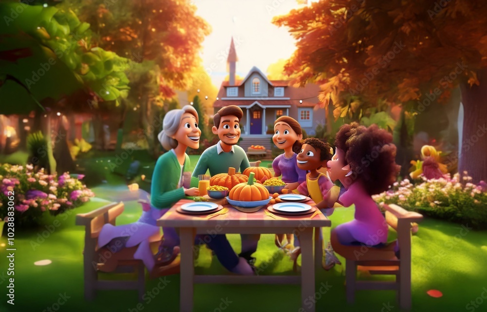 A family gathers around a table outdoors, sharing a meal and enjoying each other's company. A family gathers around a table outdoors, sharing a meal and enjoying each other's company.