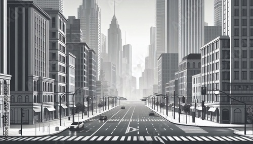 Monochrome urban landscape in light gray