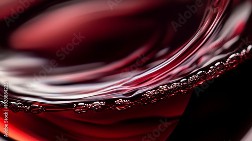 Close-up of a glass of red wine with a rich reflection