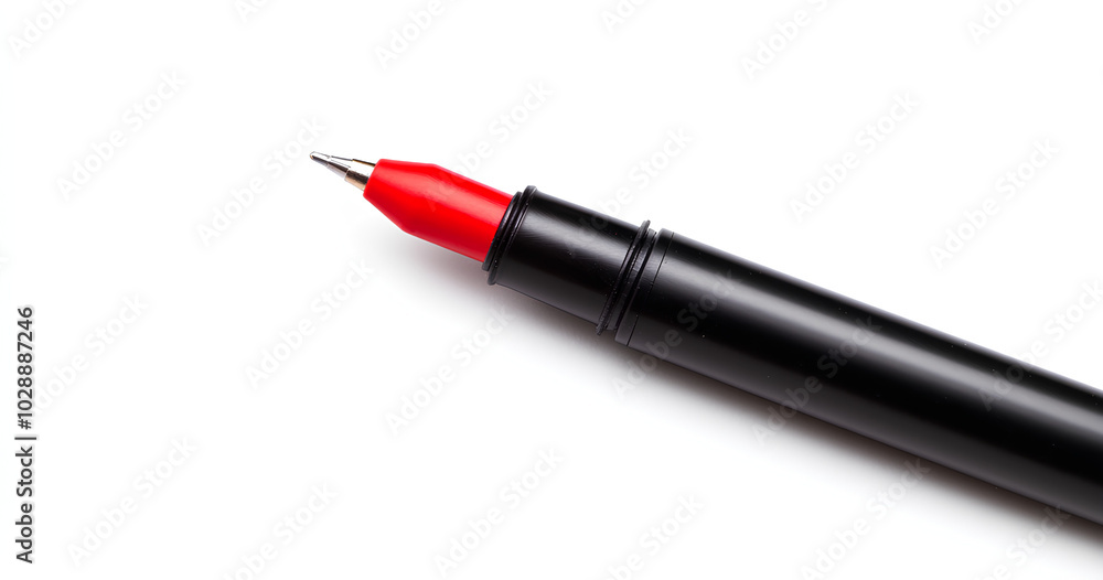 A black and red pen isolated on a white background. A black and red pen isolated on a white background.