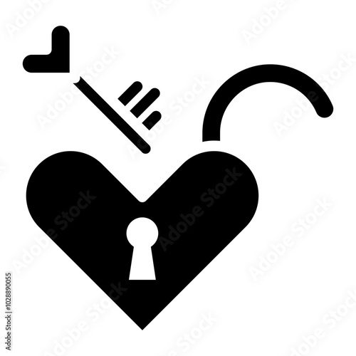 Unlock Love icon vector image. Can be used for Dating App.