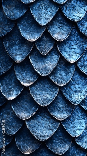 Wallpaper Mural Blue dragon scales, seamless texture, blue color gradient Torontodigital.ca