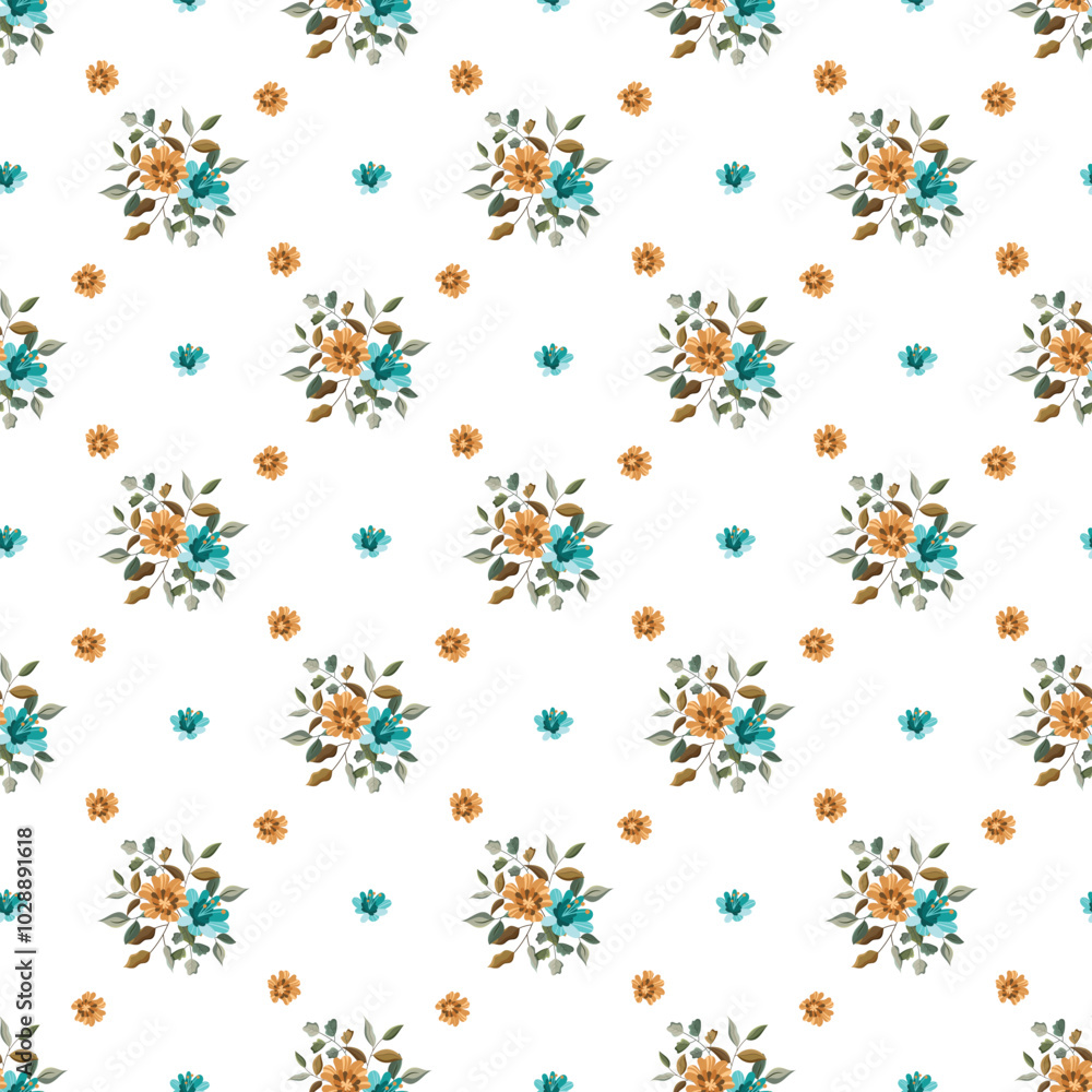Seamless retro pattern with floral elements. Seamless retro pattern with floral elements.