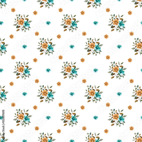 Wallpaper Mural Seamless retro pattern with floral elements. Torontodigital.ca