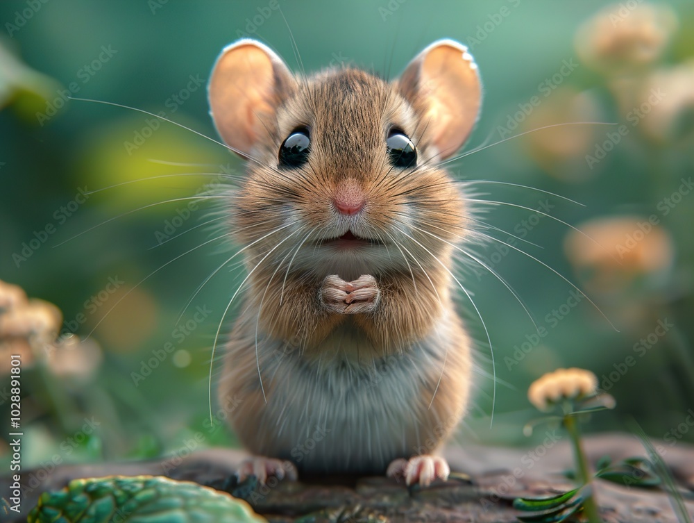 Adorable Mouse Portrait in Nature Adorable Mouse Portrait in Nature