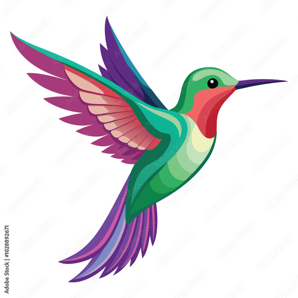 Fototapeta premium Free vector beautiful flying humming bird design