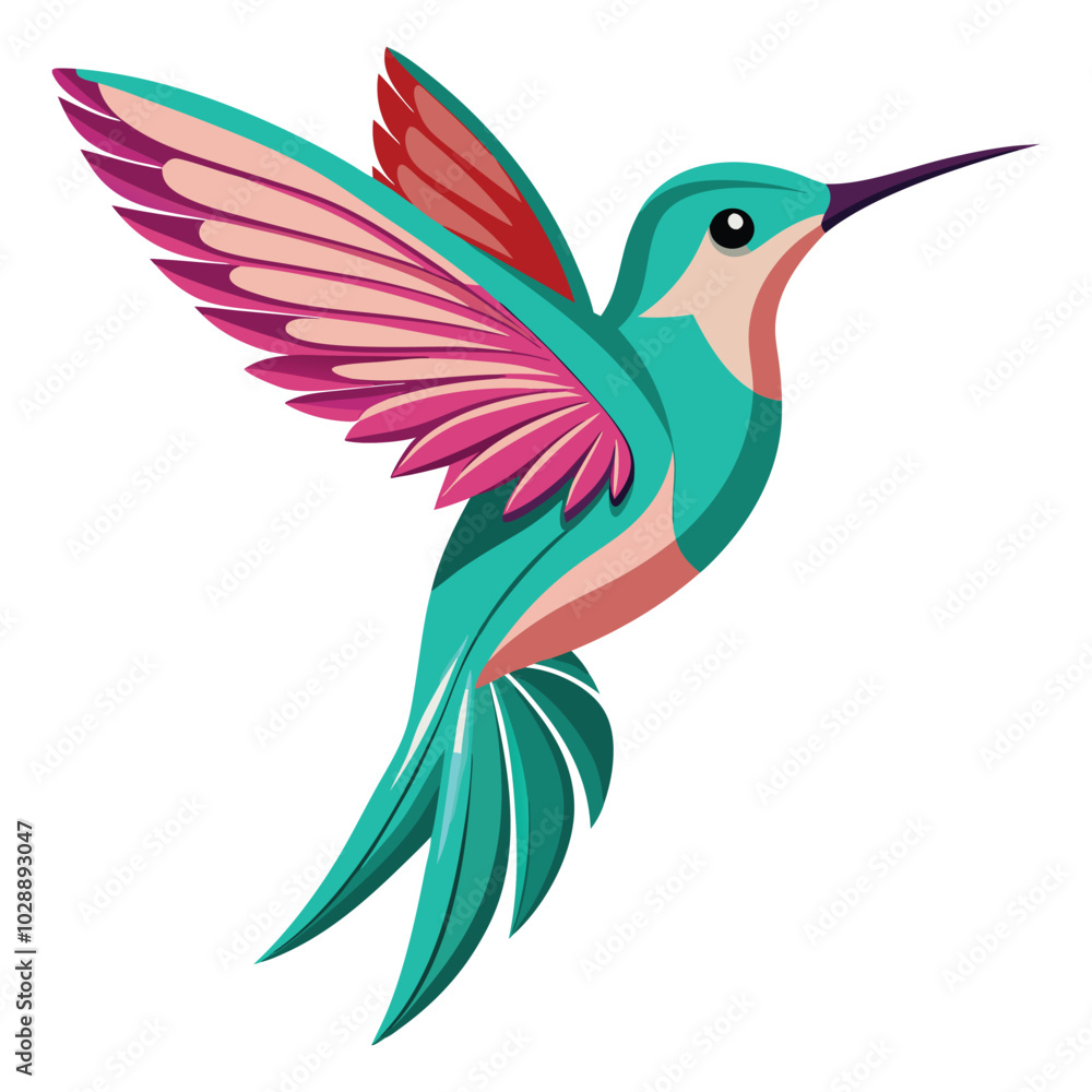 Obraz premium Free vector beautiful flying humming bird design