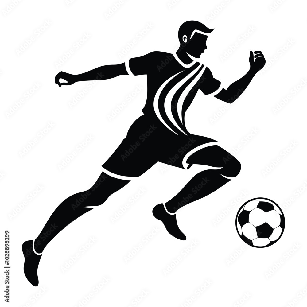 Powerful Soccer Player Kick Silhouette Vector, Motion and Energy, Ideal for Sports Apparel and Branding Powerful Soccer Player Kick Silhouette Vector, Motion and Energy, Ideal for Sports Apparel and Branding