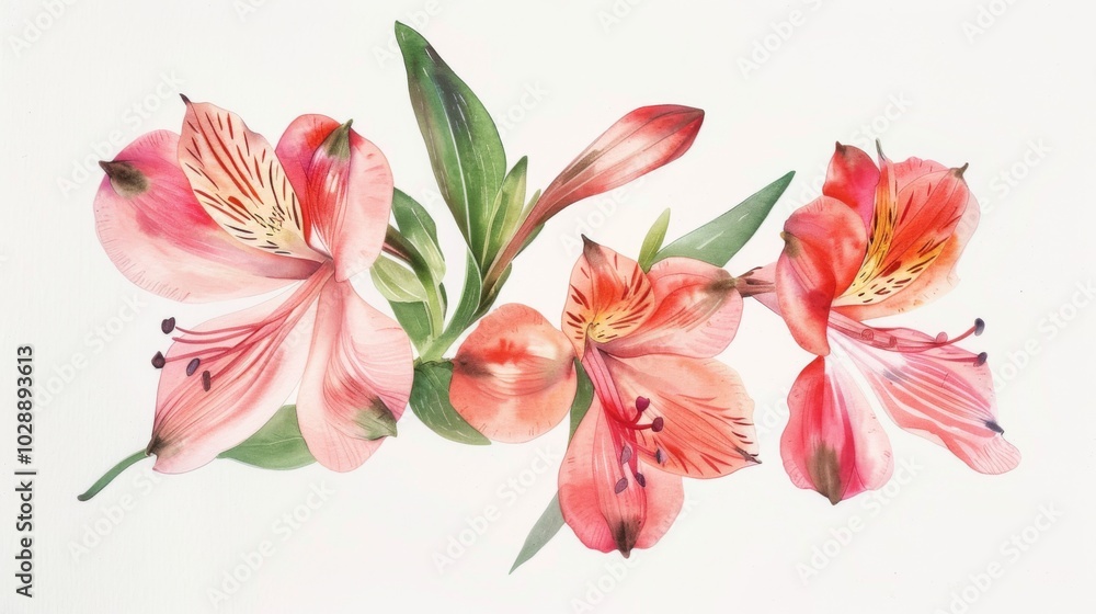 Elegant Alstroemeria Flowers with Clean Background Elegant Alstroemeria Flowers with Clean Background