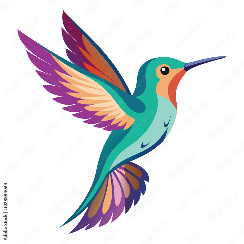 Obraz premium Free vector beautiful flying humming bird design