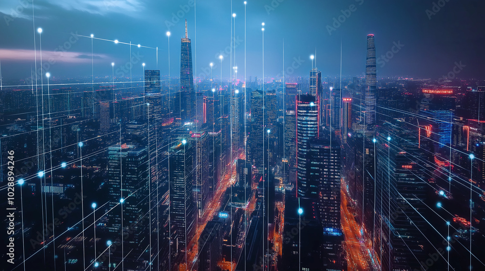 Fototapeta premium Business with technology, high technology for future. Generative AI Illustration.