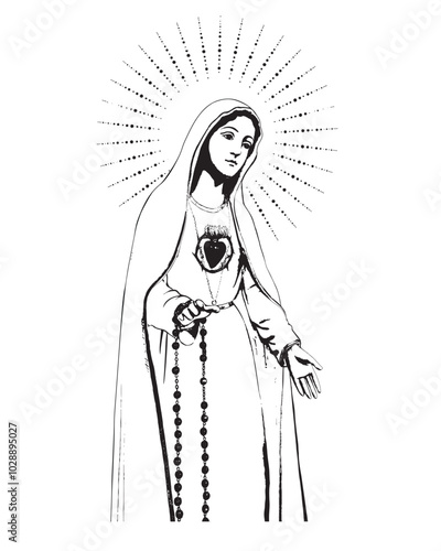 Our Lady of Fatima vector Virgin Mary Immaculate heart catholic religious Illustration