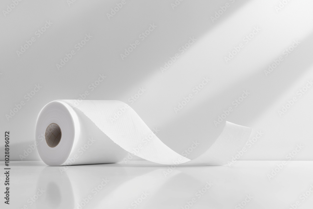 A roll of toilet paper unspooled in a spiral on a matte-white surface, symbolizing global sanitation efforts, with soft light and subtle textures conveying fragility and simplicity.
A roll of toilet paper unspooled in a spiral on a matte-white surface, symbolizing global sanitation efforts, with soft light and subtle textures conveying fragility and simplicity.