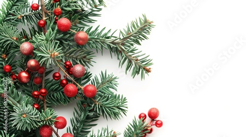 christmas background with christmas branches and decorations