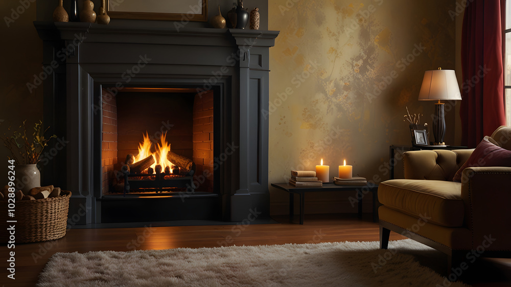fireplace with christmas decorations, ai generated fireplace with christmas decorations, ai generated
