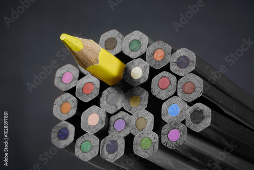 Yellow pencil standing out from the rest #3